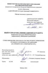 Стимулирование персонала как инструмент повышения трудового потенциала организации (на примере ООО «Северный ветер»)