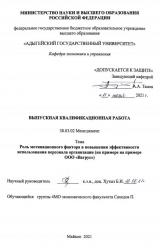 Роль мотивационного фактора в повышении эффективности использования персонала организации (на примере ООО «Вагрус»)