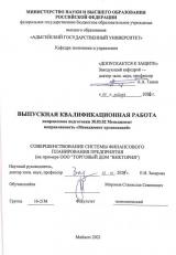 Совершенствование системы финансового планирования предприятия (на примере ООО «Торговый Дом "Виктория»)
