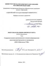 Совершенствование организационного механизма формирования инвестиционной программы на предприятии (на примере ООО «Майкопская ТЭЦ»)