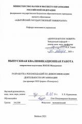 Разработка рекомендаций по диверсификации деятельности организации 