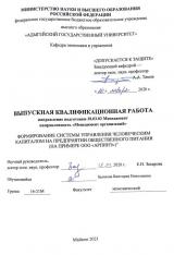 Формирование системы управления человеческим капиталом на предприятии общественного питания (на примере ООО «АРПИНЭ»)