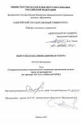 Совершенствование экономического механизма организации оплаты труда на предприятии (на примере АО «Усть-Лабинский КХП»)