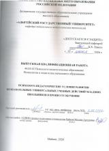 Психолого-педагогические условия развития познавательных универсальных учебных действий младших школьников в процессе обучения.