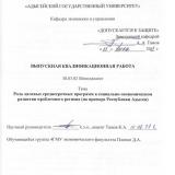 Роль целевых среднесрочных программ в социально-экономическом развитии проблемного региона (на примере Республики Адыгея)