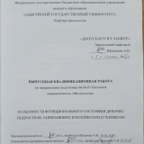 Особенности функционального состояния девочек-подростков, занимавшихся волейболом и теннисом