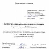 Особенности управления процессом адаптации новых сотрудников организации (на примере ПКФ «Садко»)