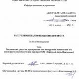 Рекламная стратегия предприятия как инструмент повышения  его конкурентоспособности  (на примере ООО Торговый дом «Виктория»)